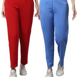 Vimal Jonney Red & Blue Regular Fit Mid Rise Track Pants - Pack of 2-image-77