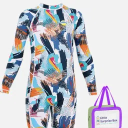 Little Surprise Box Kids Multicolor Printed Swimsuit with Swim Bag-image-39