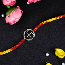 Arte jewels 925 Silver-toned swastik charm rakhi-image-55