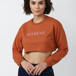 Forever 21 Brown Graphic Print Crop Top-image-92