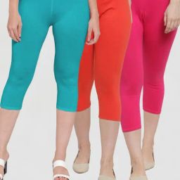 Gracit Blue & Orange Mid Rise Capris - Pack Of 3-picture-2