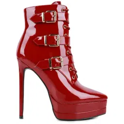London Rag Women's Burgundy Stiletto Booties-image-24