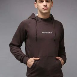 Showoff Coffee Brown Cotton Regular Fit Hooded Sweatshirt-image-92