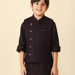 Fabindia Kids Purple Regular Fit Nehru Jacket-picture-15
