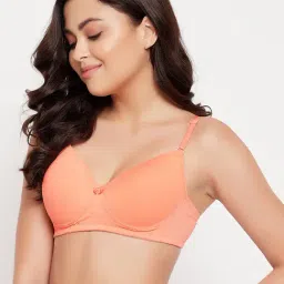 Clovia Orange Full Coverage T-Shirt Bra-image-55