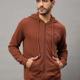 Club York Brown Regular Fit Hooded Sweatshirt-17