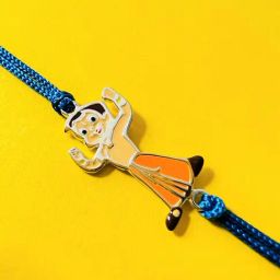 Arte jewels 925 Silver-toned, orange coloured and blue chota bheam thread rakhi-image-83