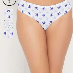 Clovia Cotton Pack of 3 Low Waist Printed Thong with Inner Elastic-13