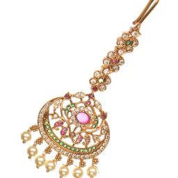 Saraf Rs Jewellery Gold Plated Multi Ad Studded Maang Tikka-image-82
