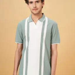 Byford By Pantaloons Green Cotton Slim Fit Striped Polo T-Shirt-picture-45