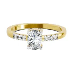 Sparkles Yellow Gold Lab Grown 7 Diamond 14KT 0.7ct Oval Ring For Women-image-88