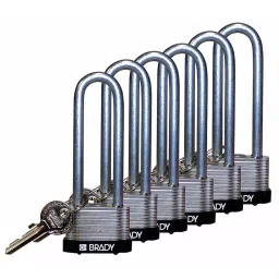 BRADY Keyed Padlock with 6 Keys Steel Black, 39N365 (Set of 6 Pcs)-image-84