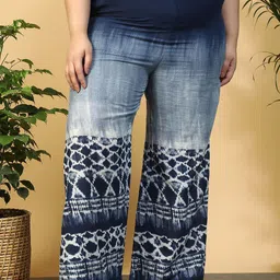 Oxolloxo Plus Size Tie-Dye Print Flared Elasticated Waist Pants-image-86