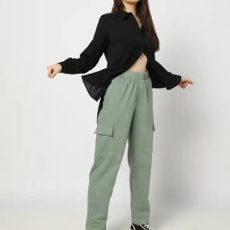 GAP Green Cotton Solid Cargo Pants-image-19