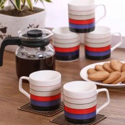 Clay Craft Multicolor Fine Ceramic Coffee & Tea Mugs (170 ml) - Set of 6-image-77