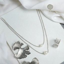 Joker & Witch Metallic Shimmer Necklace Set with Rings-46