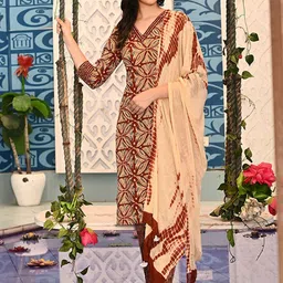 KALINI Women Printed Regular Pure Cotton Kurta with Trousers & With Dupatta-36