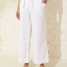 Fabindia White Cotton Flared Pants-image-90