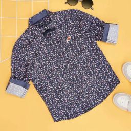 Pantaloons Junior Boys Estate Blue Cotton Printed Full Sleeves Shirts-image-79