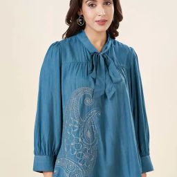 Akkriti by Pantaloons Blue Embroidered Tunic-picture-14