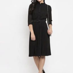 KASSUALLY Black Embroidery Midi Dress-image-71