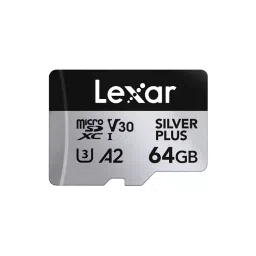 Lexar High-Performance microSDXC Memory Card 64 GB UHS-I with SD Adapter, SILVER PLUS-44