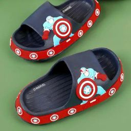 Kidsville Navy & Red Captain America Printed Casual Slides-image-55