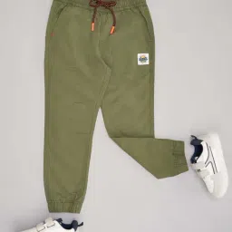 Pantaloons Junior Boys Burnt Olive Cotton Solid Track Bottoms & Joggers-picture-18