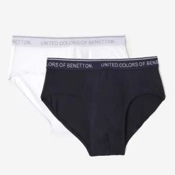 United Colors of Benetton Kids White & Black Regular Fit Brief-image-18