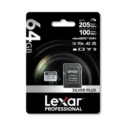 Lexar High-Performance microSDXC Memory Card 64 GB UHS-I with SD Adapter, SILVER PLUS image 2