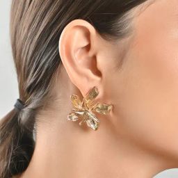 ToniQ Statement Gold-Plated Floral Shape Big Stud Earrings for Women-image-23
