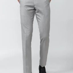 Peter England Grey Slim Fit Heathered Trousers-image-83