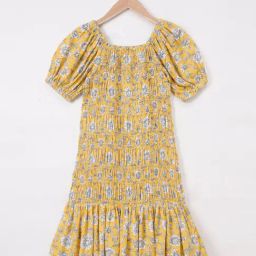 Edheads Kids Yellow & White Floral Print Dress-image-37