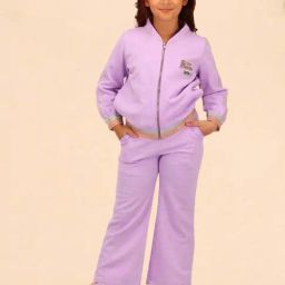 Cutecumber Kids Purple Embellished Full Sleeves Top & Trackpant-image-40