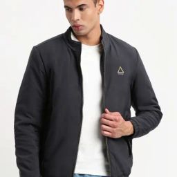 Showoff Navy Blue Slim Fit Jacket-image-11