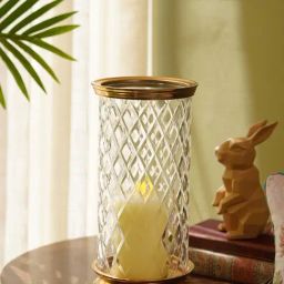 Pure Home and Living Gold Cylindrical Glass Candle Holder-39