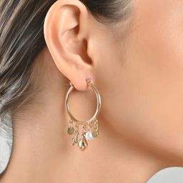ToniQ Casual Gold-Plated Star Moon Hanging Hoop Earrings for Women-image-54