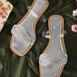 Styli Women's Silver Slide Sandals-image-62