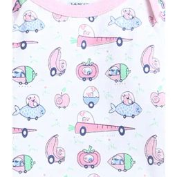Bumzee Girls White & Pink Printed Full Sleeves Bodysuit With Pyjamas image 5