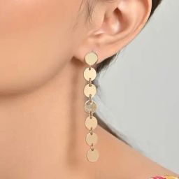 ToniQ Gold-Plated Geometric Round Shaped Dangler Earrings for Women-96