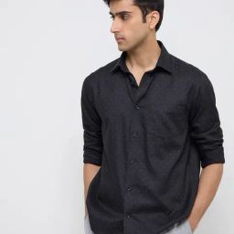 WES Formals by Westside Black Polka Dotted Relaxed-Fit Cotton Shirt-image-40