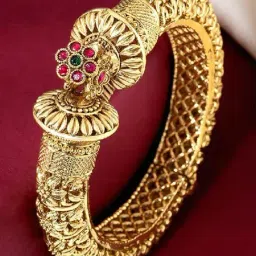 Peora Gold Plated Thick Single Piece Openable Kadaa Bangle-picture-9