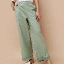 Fame Forever By Lifestyle Green Cotton Regular Fit Printed Trousers-image-60