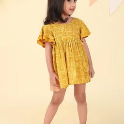 Fabindia Girls Printed Flared Sleeve Fit & Flare Mini Dress-picture-7