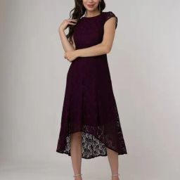 Zink London Wine Lace High-low Dress-image-28