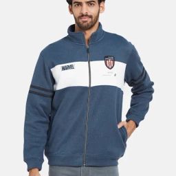 Octave Indigo Melange Regular Fit Self Pattern Sweatshirt-picture-21