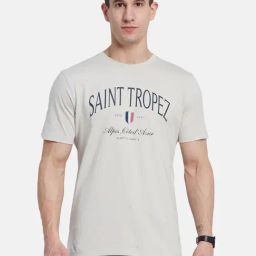 Octave Grey Cotton Regular Fit Printed T-Shirt-image-99
