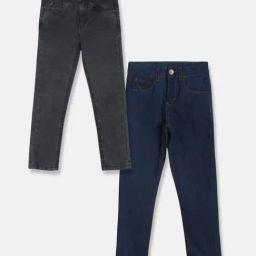 Tales & Stories Boys Dark Grey & Dark Blue Solid Jeans (Pack Of 2)-image-95