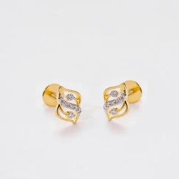 P.N.Gadgil Jewellers 14k Gold Twinkling Twist Stud Diamond Earrings For Women-image-73