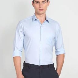Arrow Blue Cotton Regular Fit Shirt-picture-7